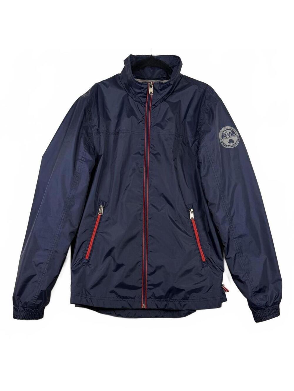 Napapijri Navy Blue Full Zip Windbreaker Jacket Men's Sailing Resort Coat Large
